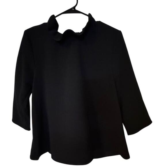 Tuckernuck Pomander Place Faye black Preppy Ruffles Blouse women’s S - Picture 4 of 7